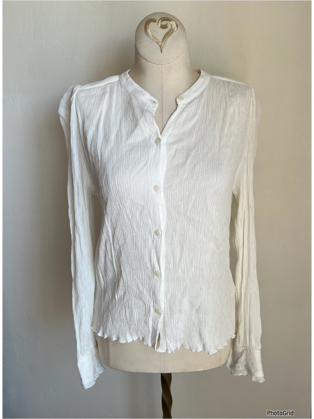Aritizia Wilfred White Crinkle Button Down Blouse Small